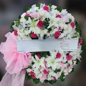 พวงหรีดดอกไม้สด FFW00011